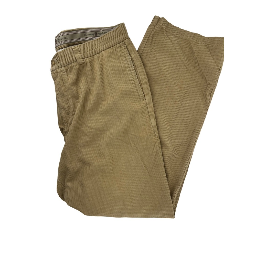 Tommy Bahama Mens Khaki Tan Silk Cotton Corduroy Pants Size‎ 36 Regular Fit